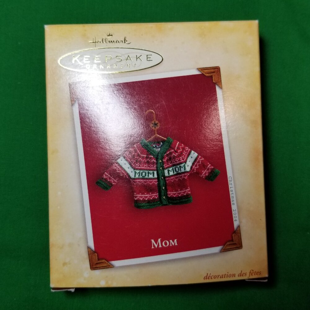 Hallmark Keepsake Ornament 2004 Mom Ugly Sweater On Hanger Christmas Red Green